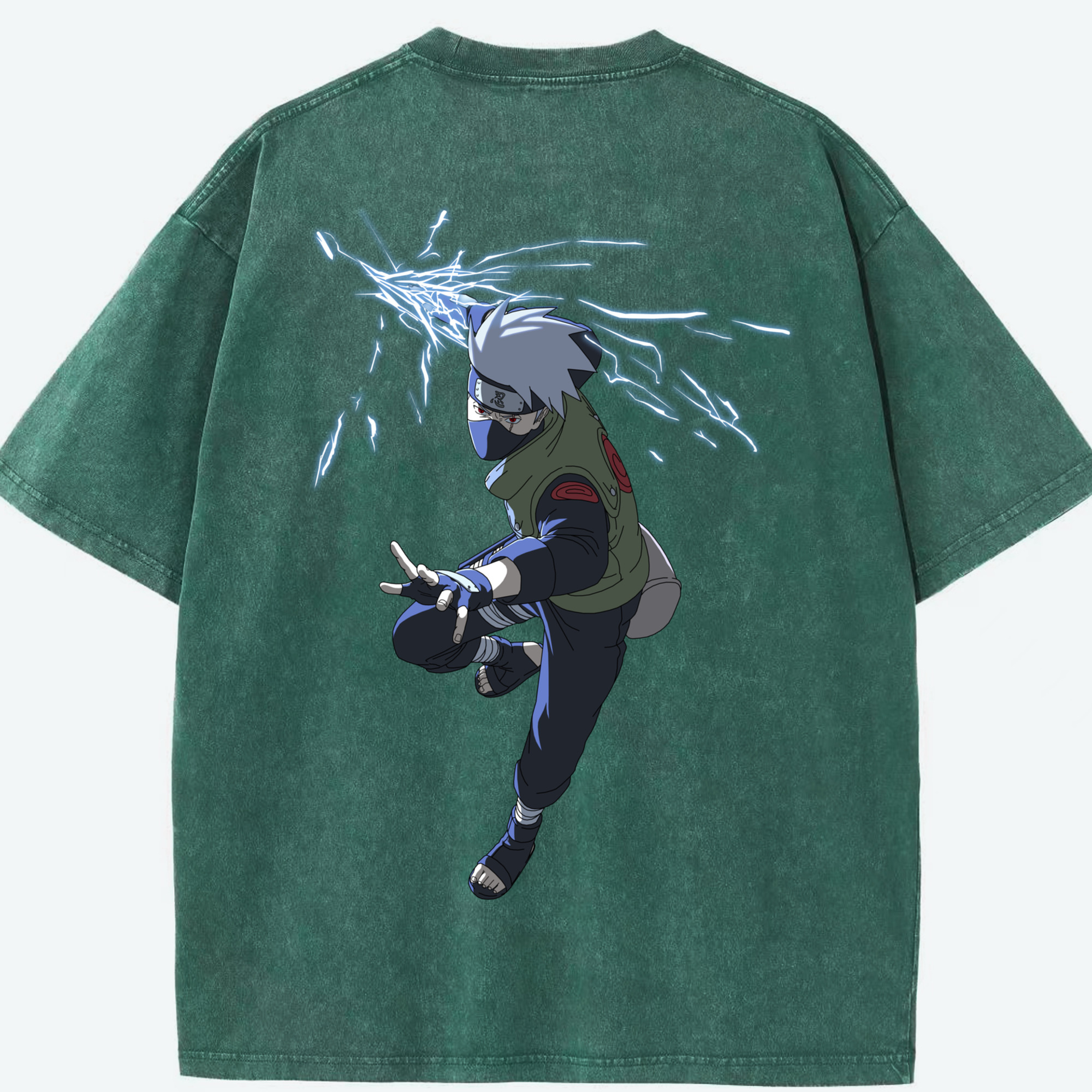 （画像用） NARUTO -ナルト- はたけ カカシ Hatake Kakashi 綿100% ヴィンテージ風 半袖Tシャツ（背面プリント）